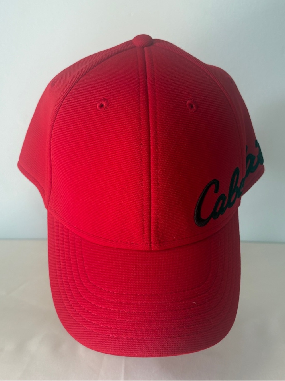 Cabela's Red Baseball Hat with Black Script